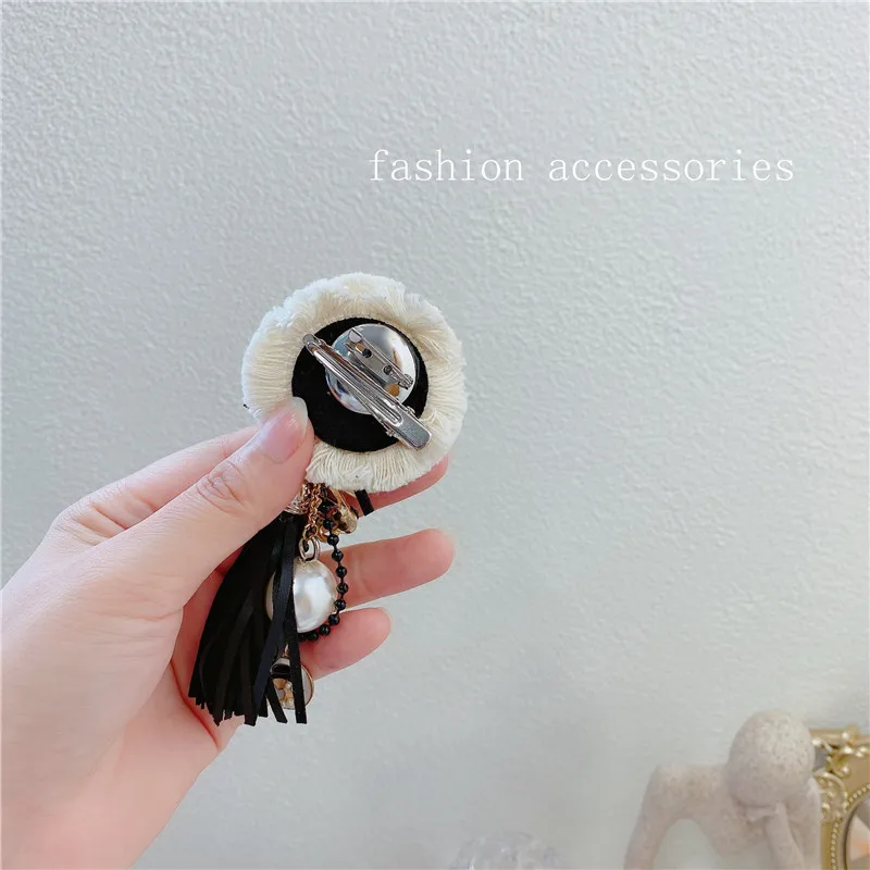 Women Round Camellia Hijab Broches Gift c Jewelry， Retro No.5 Brooch Tassel Pins