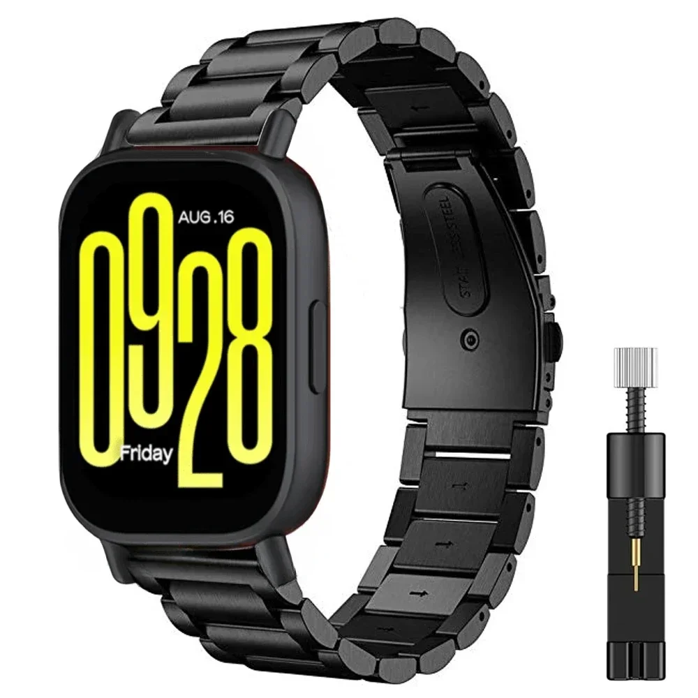 حزام معدني من الفولاذ المقاوم للصدأ لساعة Redmi Watch 5 Lite سوار رياضي قابل للتعديل لساعة Redmi Watch 5 Active حزام حزام الساعة الذكية