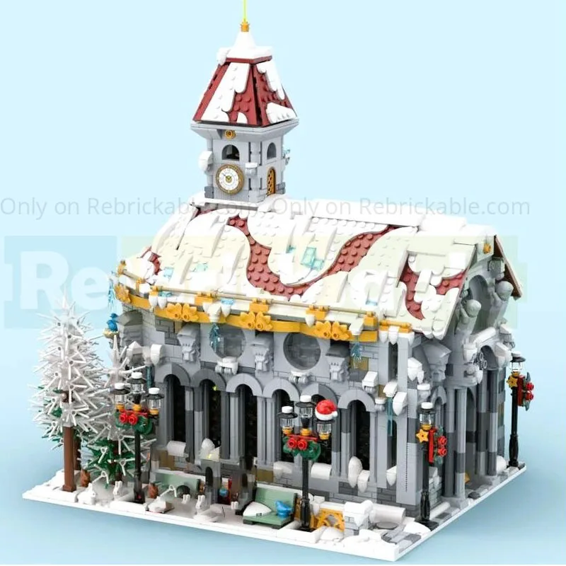 MOC-238564 Winter Village Cathedral Building Blocks Artistic Creative Architectural Small Particle Bricks Toys Christmas Present