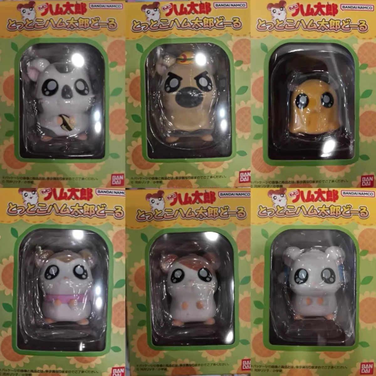 Bandai Hamtaro Ornaments Hamster Collection Ornament Gifts Figure Model Kawaii 6PCS Toys