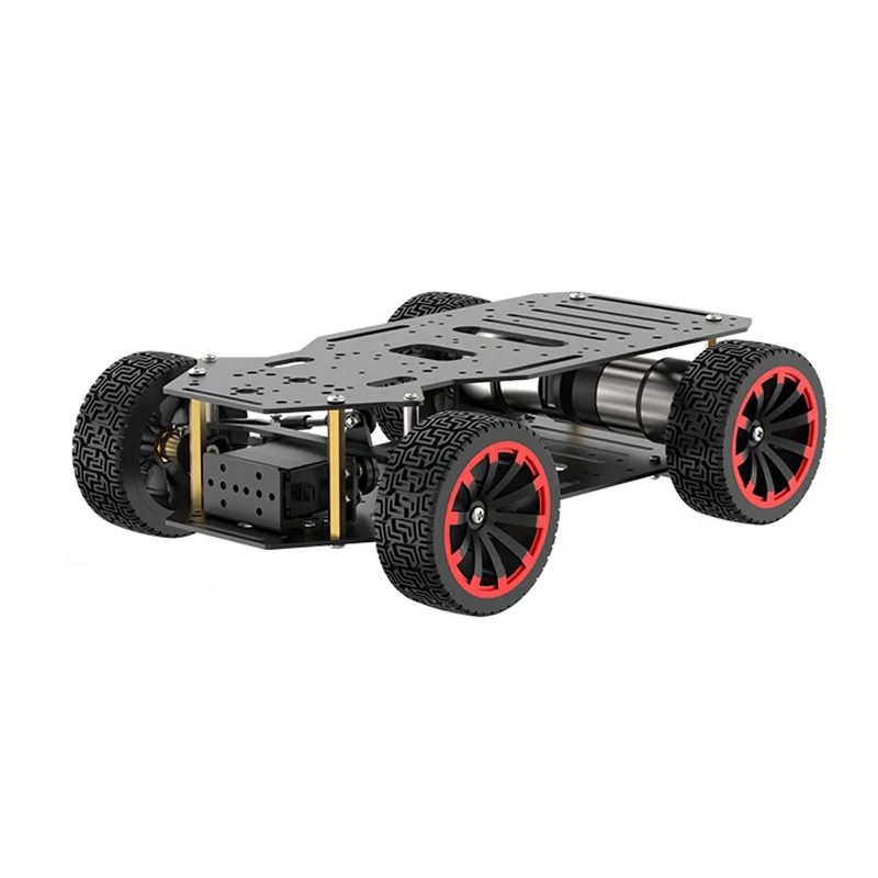 4WD Assembled Metal Ackerman Robot Car Chassis with 5KG Load Dual Encoder Motor Front Wheel Servo Steering ROS Robot Base Kit