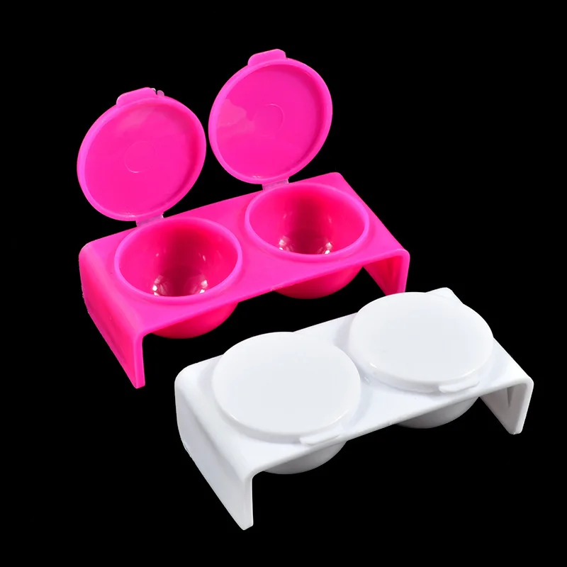 2Pcs White Acrylic Liquid Dappen Dish, Twin Cup Nail Art Pigment Holder for Monomer Nail Brushes Washing Manicure Tool