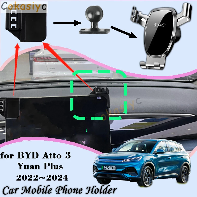 

Car Mount for BYD Atto 3 2023 Yuan Plus 2022 2024 Air Vent Auto Mobile Phone Holder Cellphone Bracket Gravity Stand Accessories