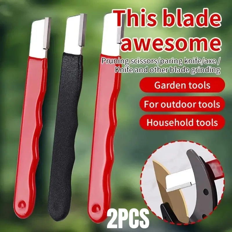 2pcs Multi Knife Pruning Sharpening Stone Handheld Garden Shear Scissors Sharpener with Lid Pocket Speedy Sharp Knife Open Edge