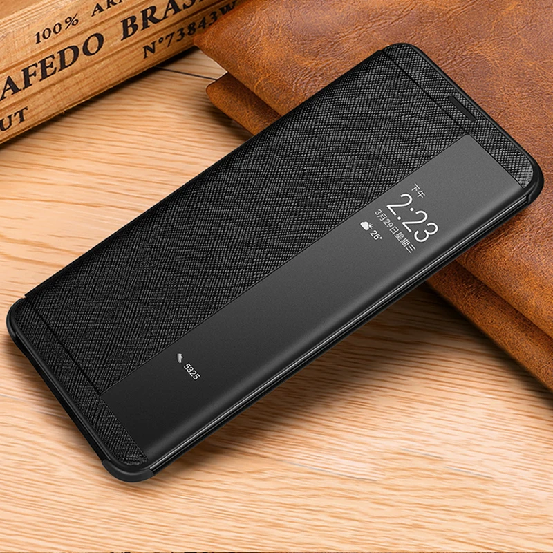 Vintage Cross Genuine Leather Case For Huawei Mate Rs Porsche Design Ultra Thin Smart Awake Sleep Flip Case Cover