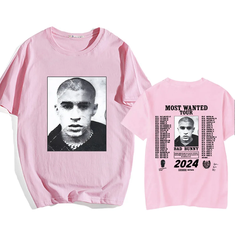 Bad Bunny Nadie Sabe Lo Que Va Pasar Manana T-shirts Hip Hop Short Sleeve Mens Tee-shirt Most Wanted Tour 2024 Tshirt Cotton Tee