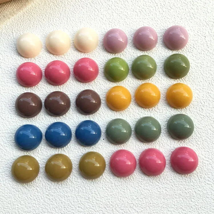 10pcs 12mm avocado color geometric round half pill resin Flat Back Cabochon For DIY Jewelry Making Accessories