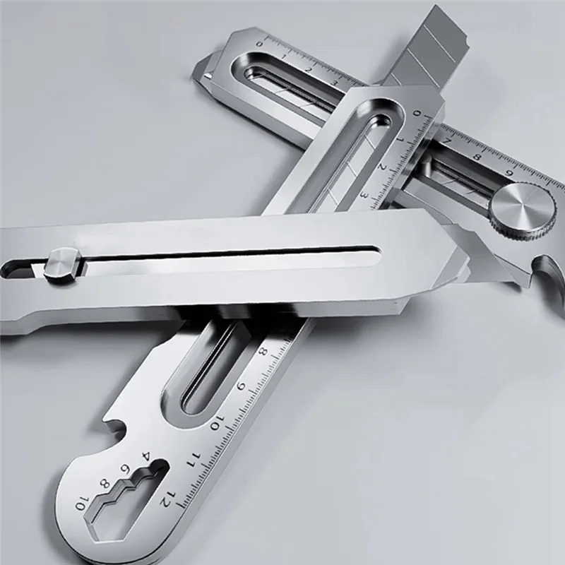 Practical-6 In 1 Multifunction Stainless Steel Utility Knife Tail Break Design/Ruler/Bottle Opener Retractable Box Cutter