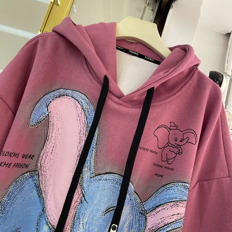 2025 Autumn Winter New Sweet Age-Reducing Cartoon Hooded Sweatshirts Jacket For Ladies Loose Casual Pullover Top Hoodies Outwear