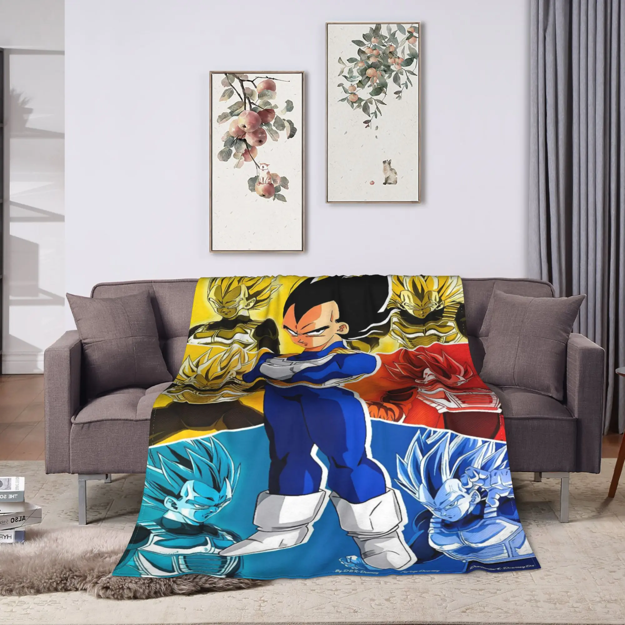 Vegeta Anime(1) Plush Blankets Boy Girl 3D Japanese Manga Flannel Throw Blanket For Outdoor Super Warm Quality Bedspread Gift