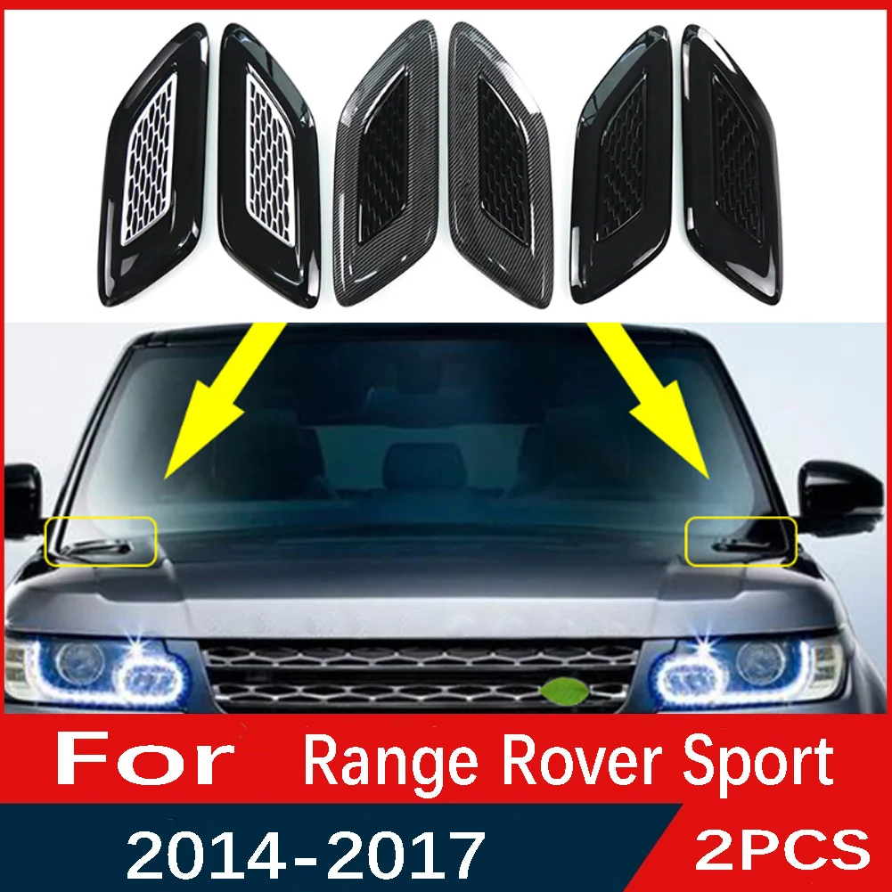 

For Land Rover Range Rover Sport 2014-2017 Side Hood Air Vent Bonnet Molding Cover Black Car Front Engine Outlet Cowl Scoop Trim