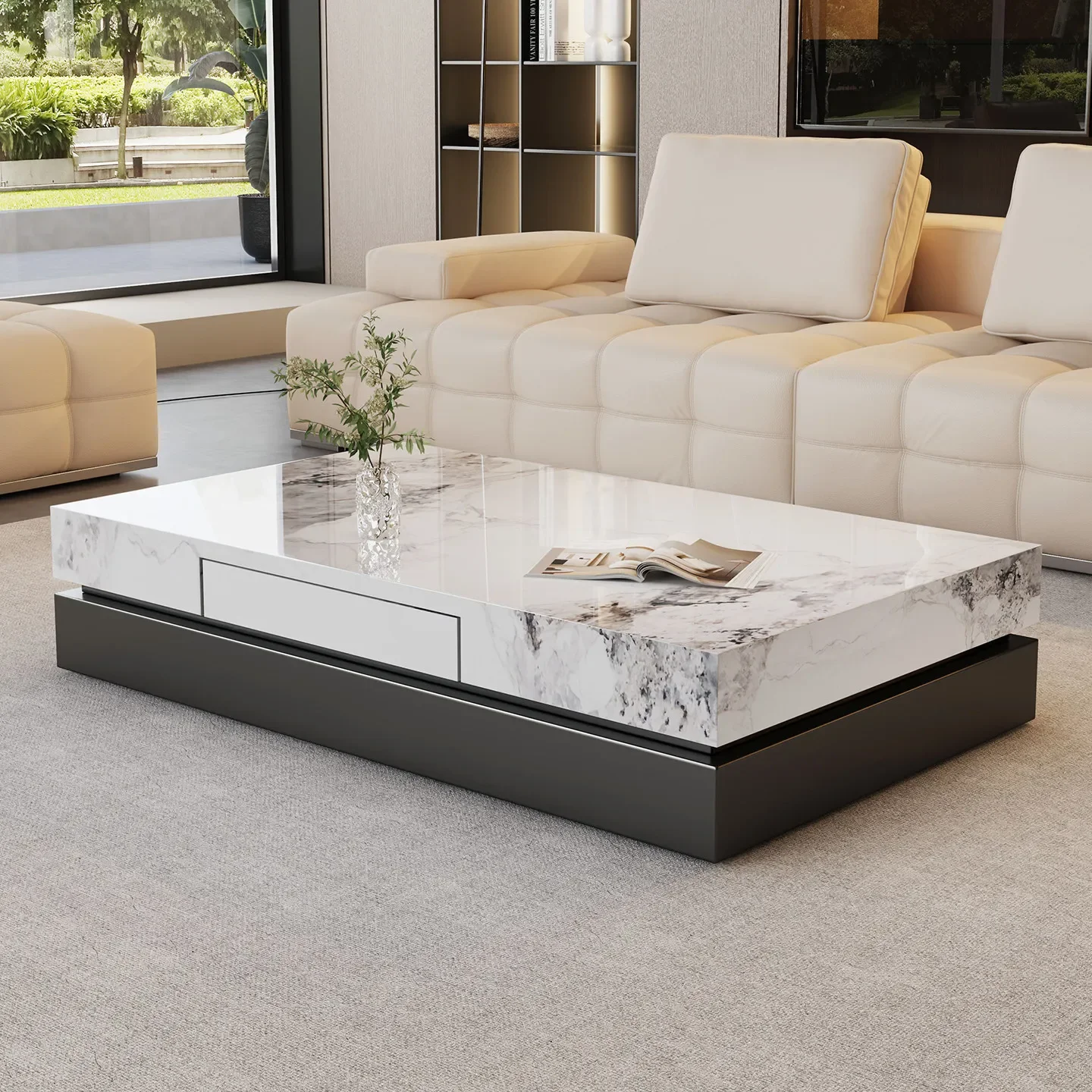 b11-7.2 minimalist coffee table new home living room light luxury high-end rectangular rock slab coffee table