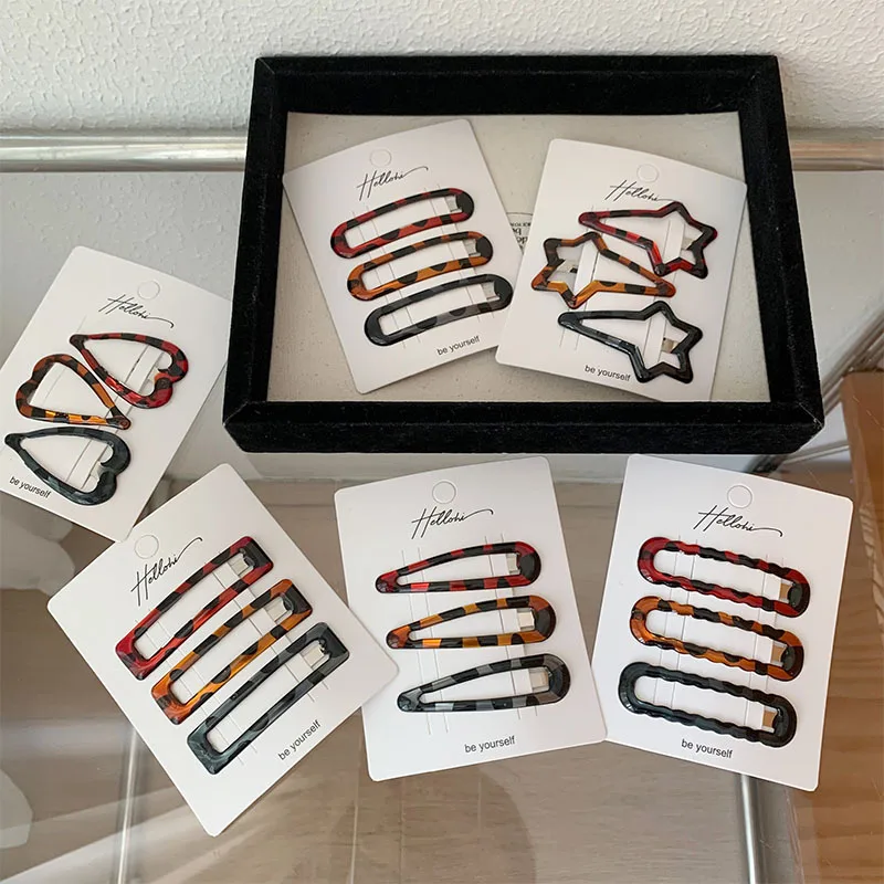 

Ретро-заколки для волос BB с леопардовым принтом, зажимы для боковых прядей, заколки для непослушных волос, простые стильные аксессуары для волос для женщин