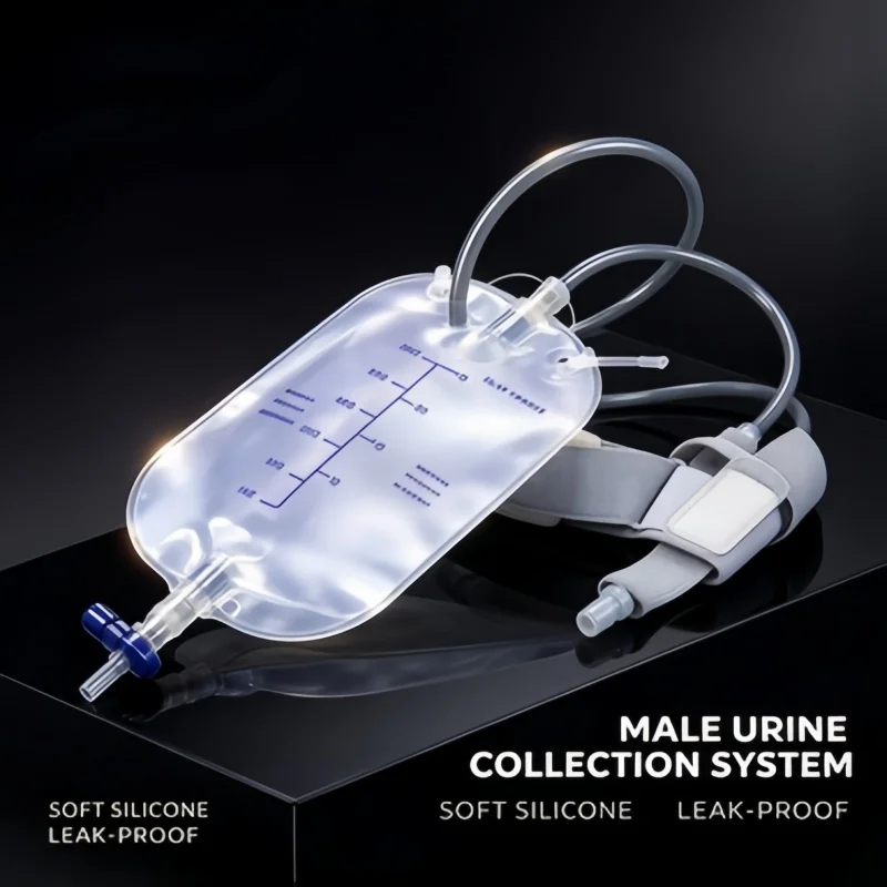 Wearable Male Urine Collector, Silicone External Catheter Bag for Postoperative & Daily Elderly Use