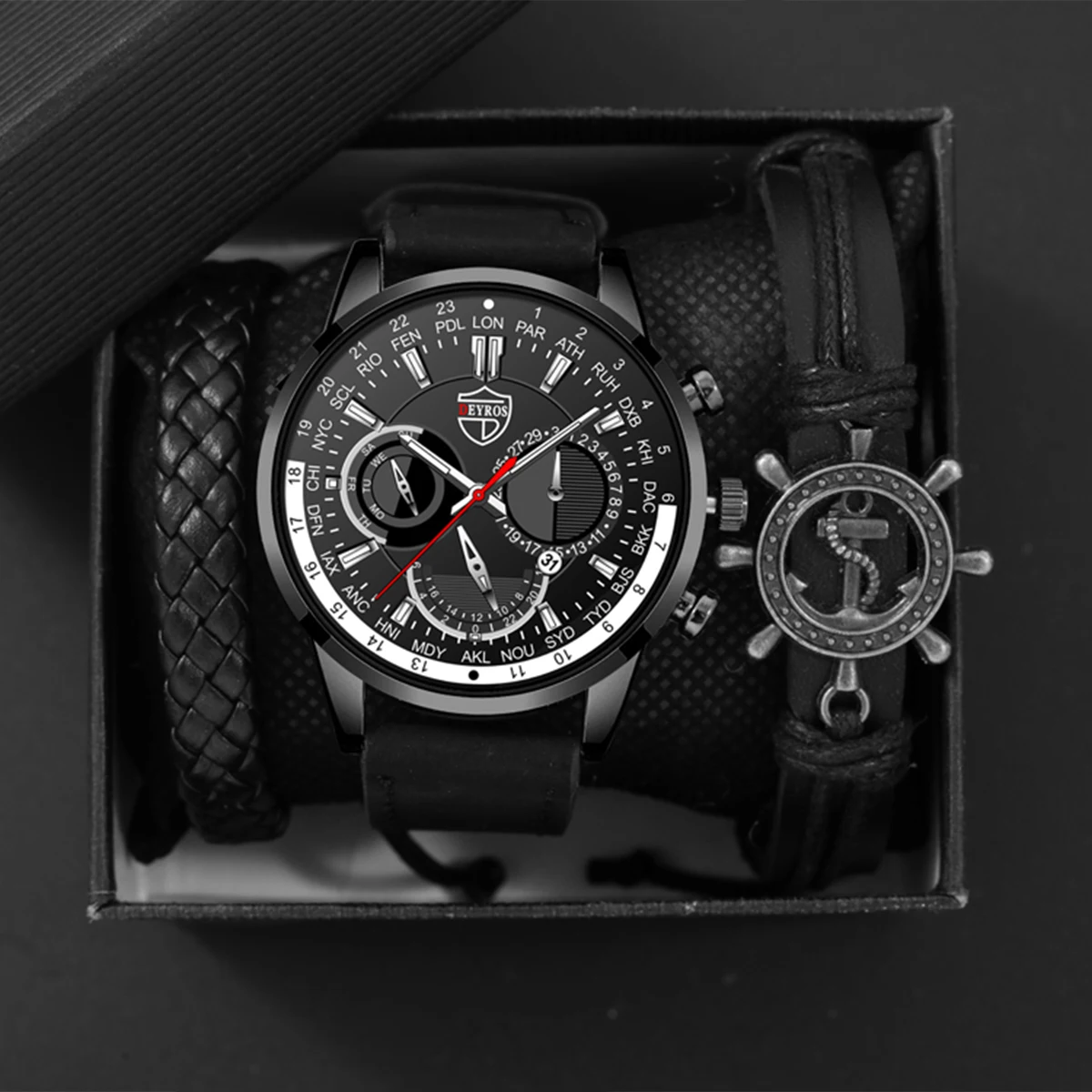 Männliche Freizeit uhren Luxus Männer Ledergürtel Quarz Armbanduhr Mode Armband Kalender Datum