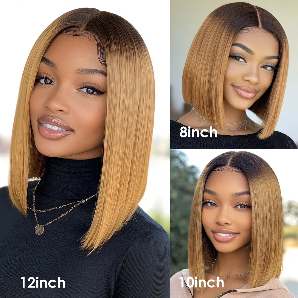 Slanke Ombre Roze Transparante Korte T Kant Bob Menselijk Haar Pruiken Peruaanse Rechte 13x6x2 Kant voor Pruik Voor Vrouwen Pre Geplukt