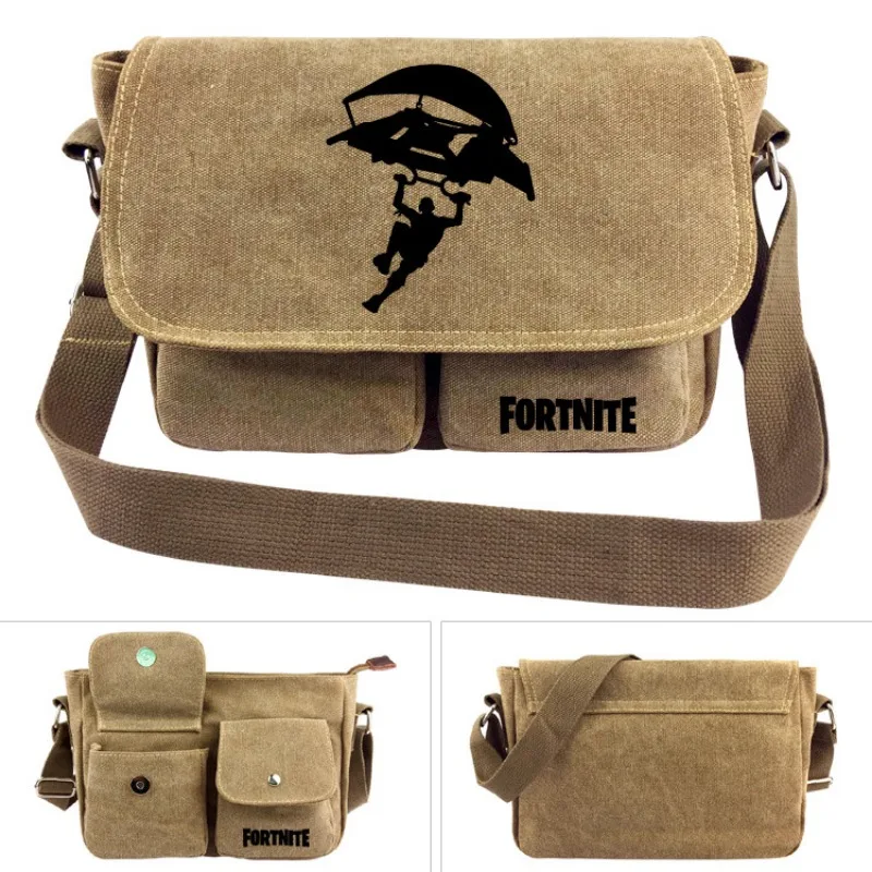 Fortnite Cartoon Canvas Leisure Travel Shoulder Bag Large Capacity Comfort Student Crossbody Bag Game School Bag