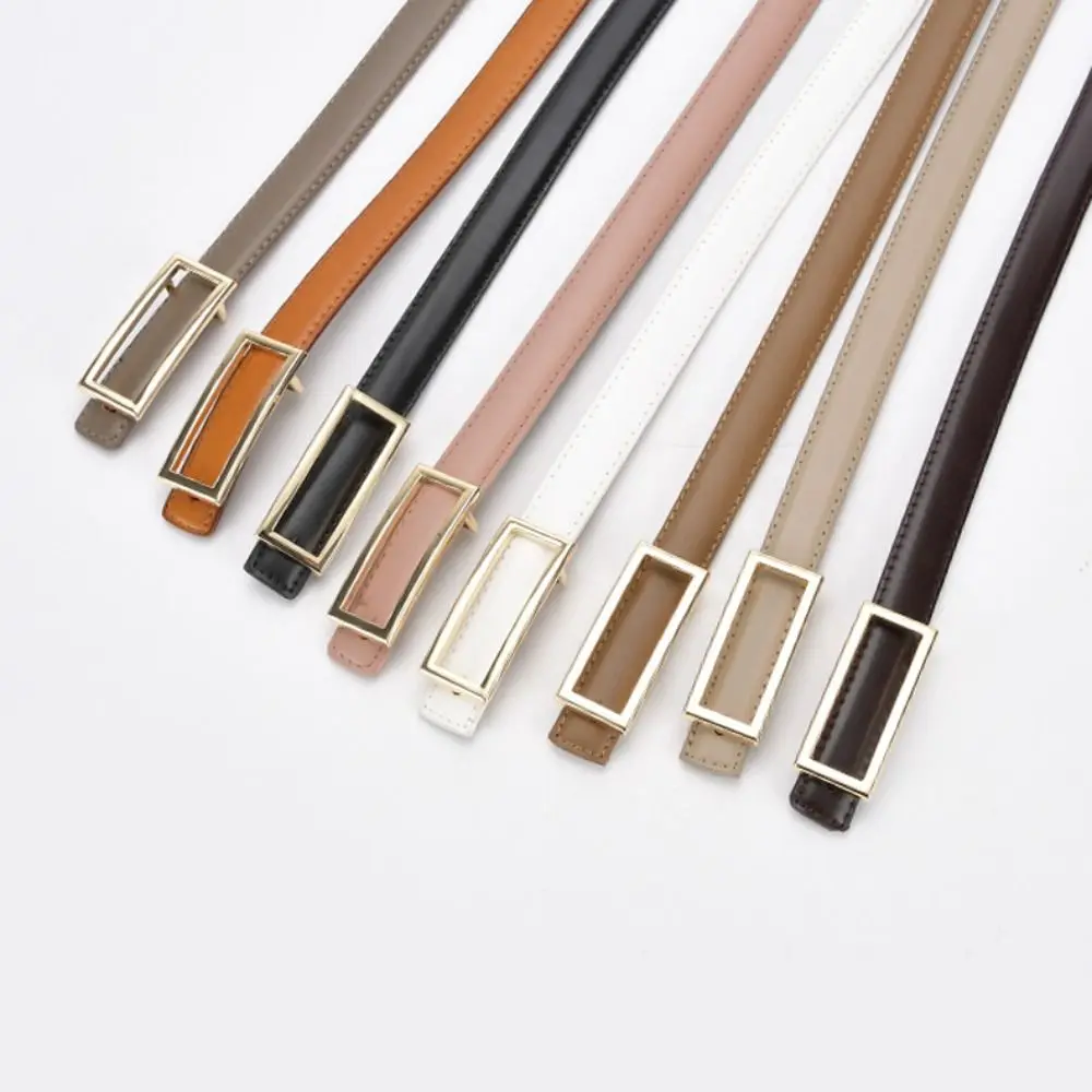 Women's Thin Belt Genuine Leather Dress Waist Belt Simple All-matching Decorative Dress Student Belt Luxury Slide Buckle Belt