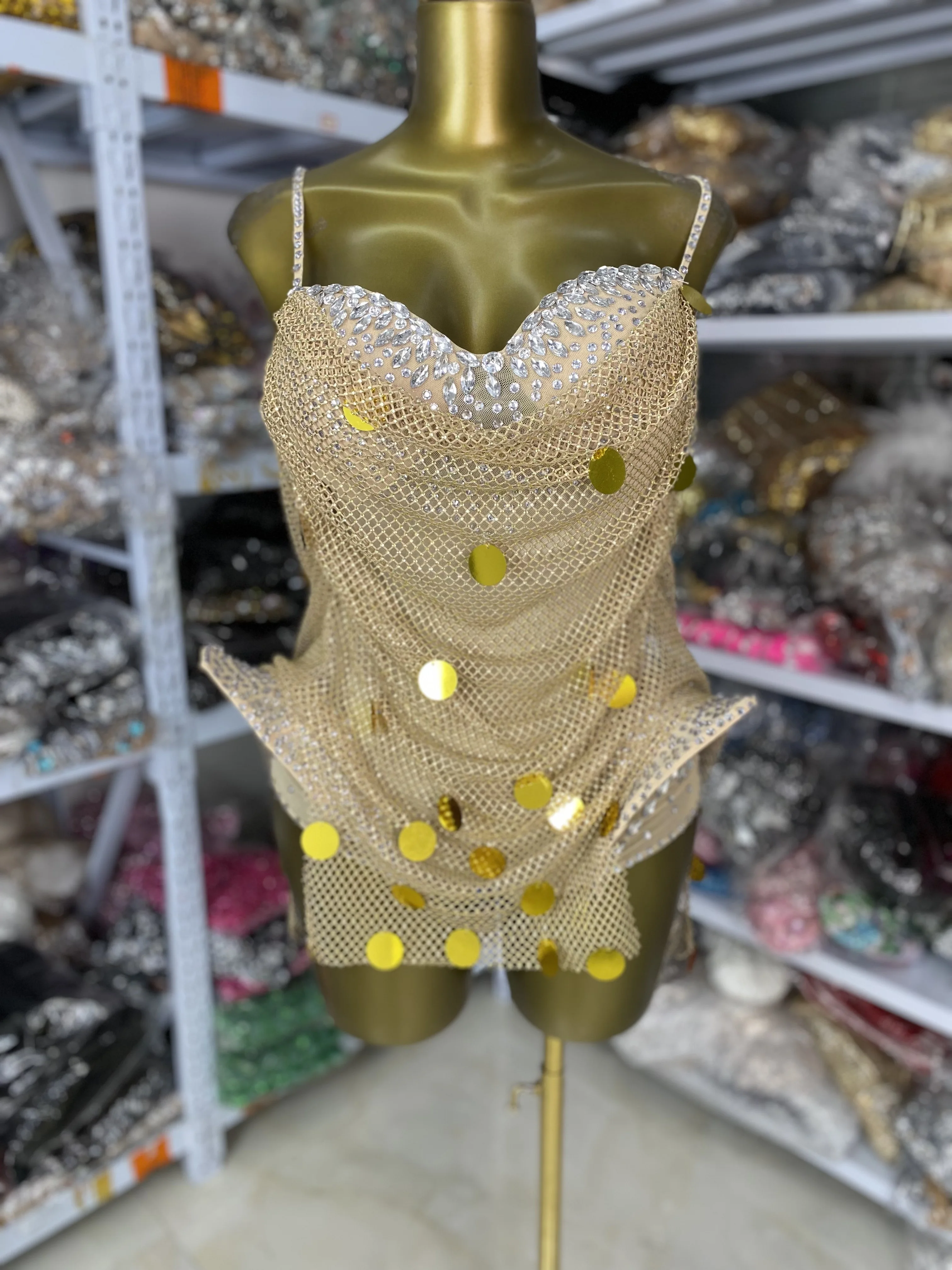 

Боди с блестящими золотыми блестками и стразами, женский дизайн, купальник для выступлений, танцевальный костюм, певица, танцовщица, шоу, сценическая одежда