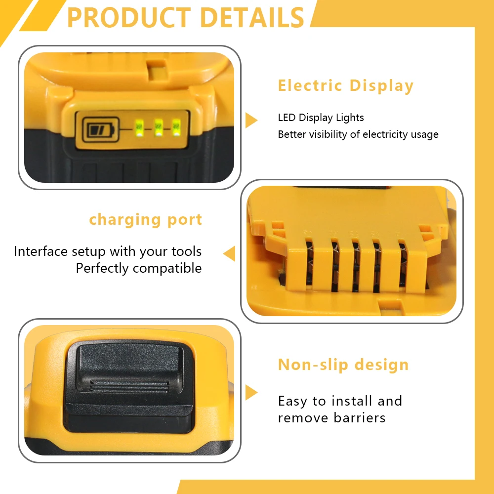 For Dewalt DCB200 1.5Ah-9Ah 20V Power Tools Lithium-Ion Battery For Dewalt 20V DCB206 DCB200 DCB205 DCF845 DCF850 DCF892 DCF911