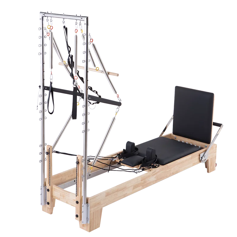 

Versatile 2-in-1 Half Raised Pilates Reformer Comfortable Portable Workout Wood Swing Bed Adjustable Optimized Comfort Half