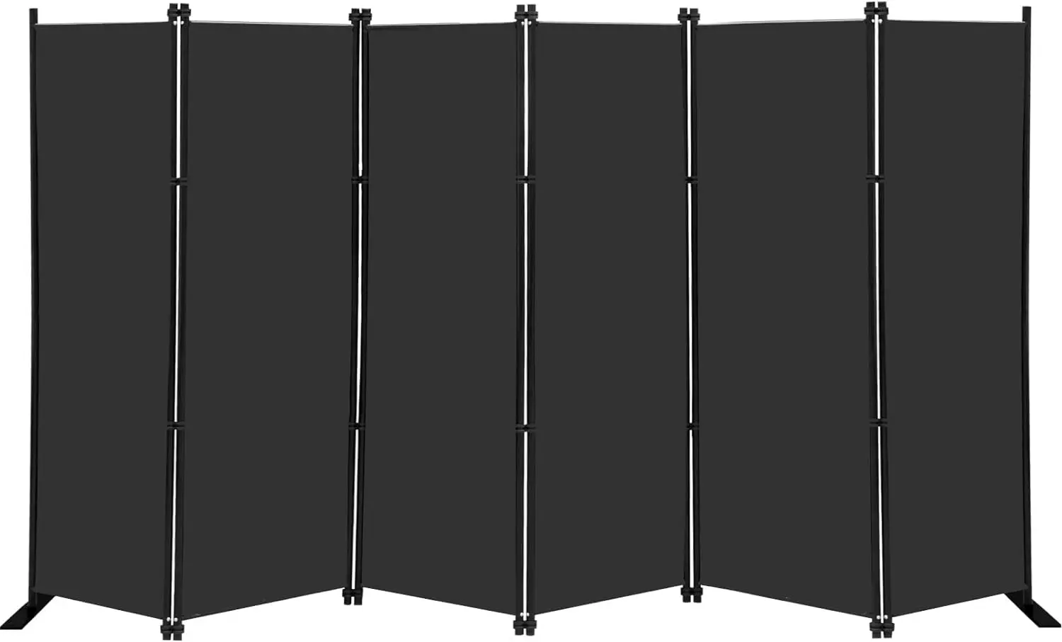 MAYOLIAH 6 Panel Folding Privacy Screen 9ft Wide, 6ft Tall Partition Room Divider Portable Office Walls Dividers, Black