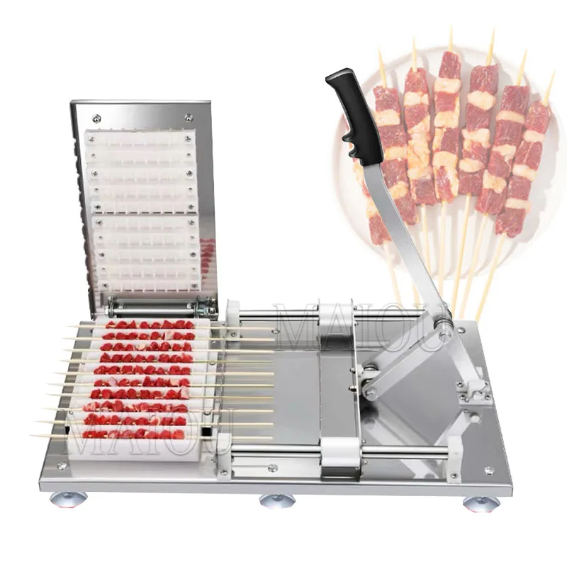 Manual Simple Easy Use Meat Skewer Machine Stainless Steel Portable Lever Type Barbeque Kabab Maker