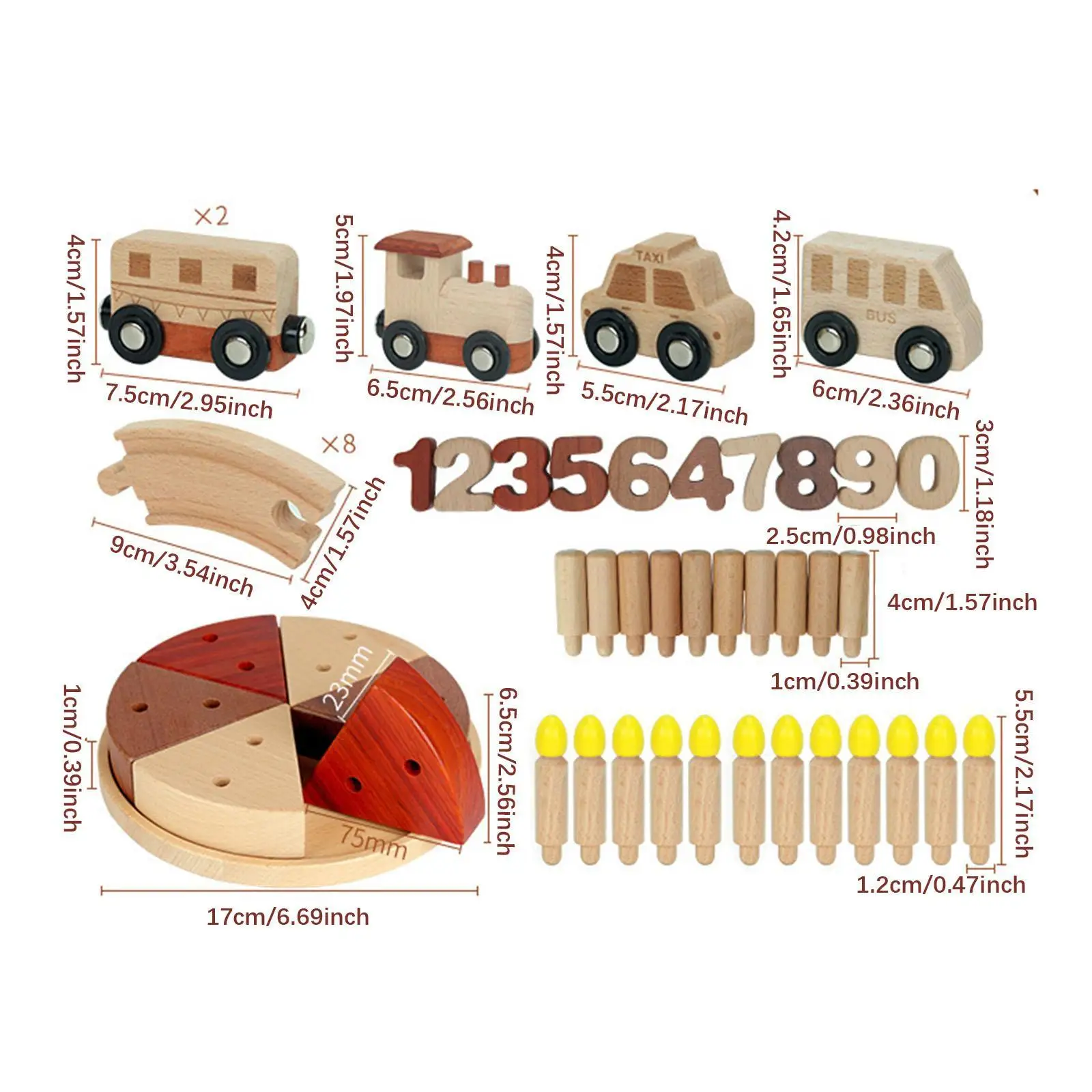 Drewniany pociąg na tort urodzinowy Montessori Tea Party Zabawka dla dzieci ze świecami i liczbami Zestaw żywności dla chłopców Dziewczynki Impreza dla dzieci