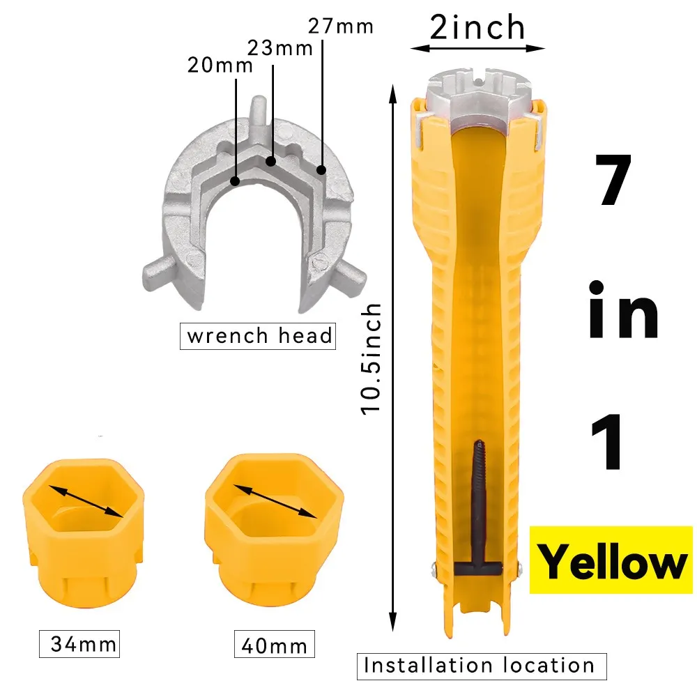 8 In 1 Wildwasserbahn Schlüssel Anti-rutsch Küche Waschbecken Reparatur Werkzeuge Bad Wasserhahn Montage Schlüssel Sanitär Installation Schlüssel – Detail 14