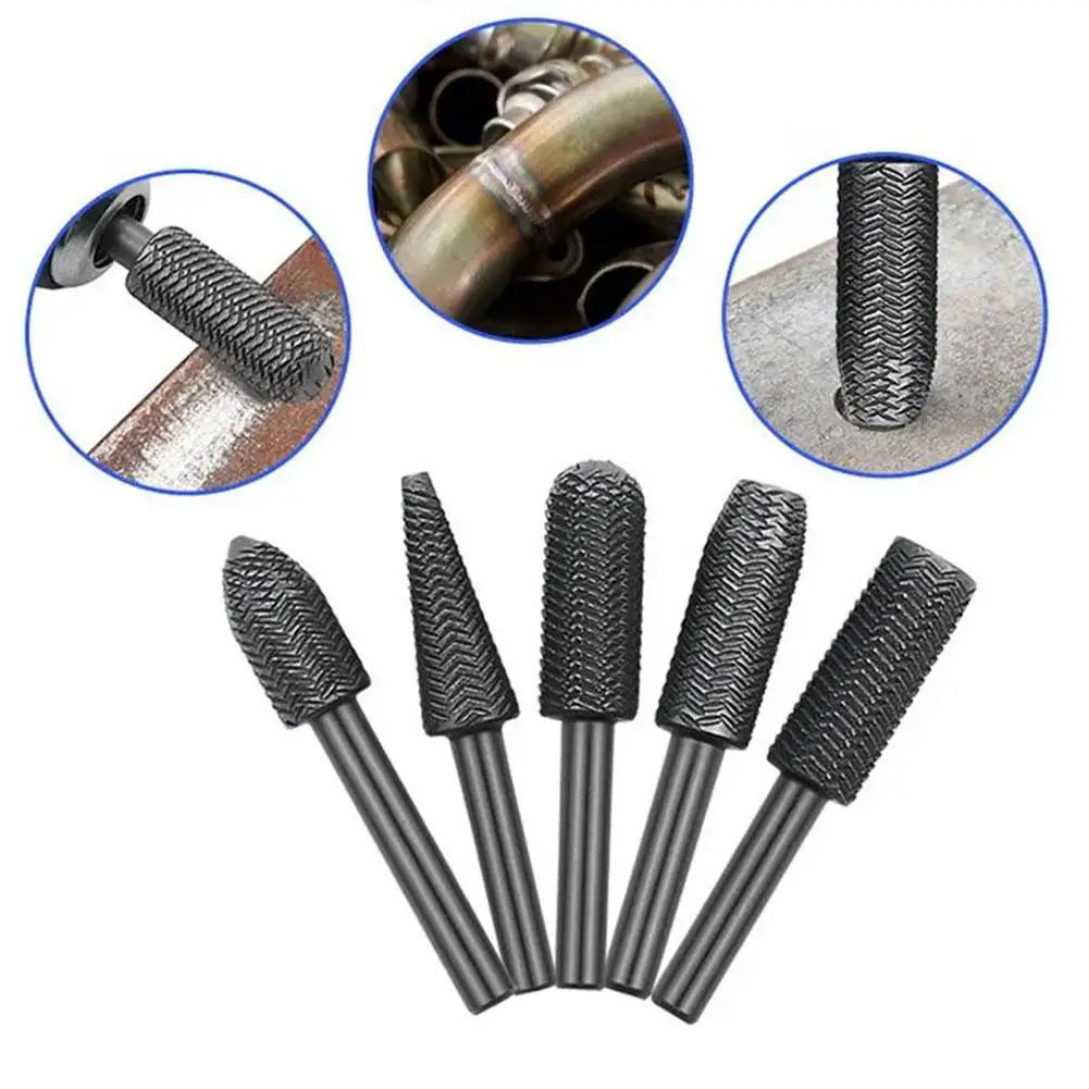 Picture 4: 5/6Pcs Rotary Steel File Set Drill Bits Burrs Metal Grinding Grooved Sanding Engraving Milling Polishing Tool