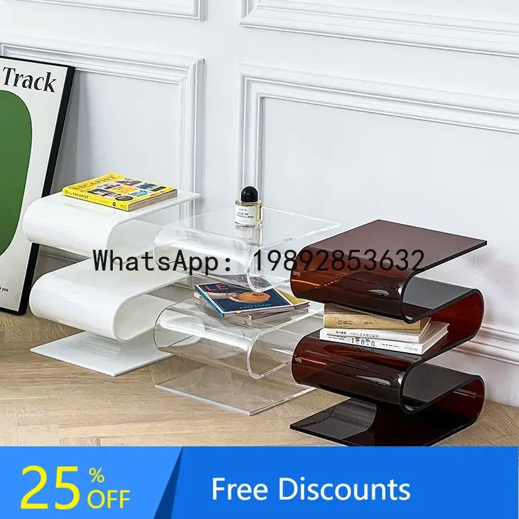 

FZ Acrylic Internet Celebrity Bookshelf Nordic Home Living Room Sofa Side Table Bedside Cabinet Personality Simple