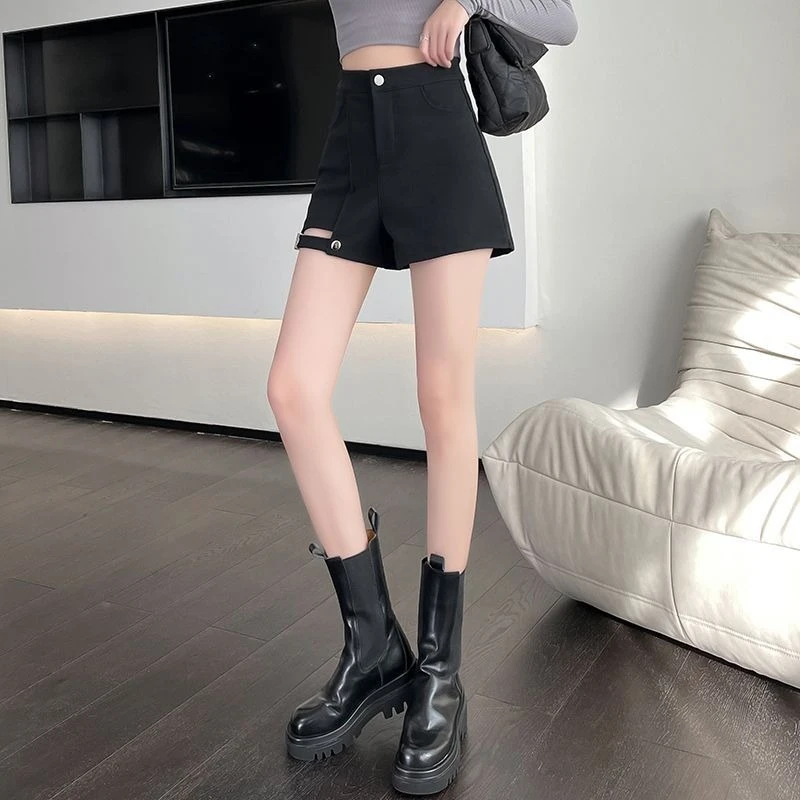 New Arrival Women High Waist A Line Shorts Black Korean Style Summer Shorts Trendy Ladies Short Pants Flattering Fit