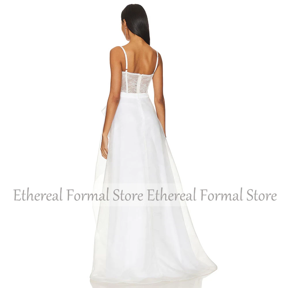 Vestido de noche de Organza marfil para boda, tirantes finos, vestido de fiesta frontal, Mini corto, línea A, vestido Formal de fiesta sin mangas