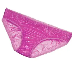 Magic Pink Lace Hem PVC Waterproof Panties & Briefs Live Show Dance Sexy Costumes Private FKK Party Dolls Pants