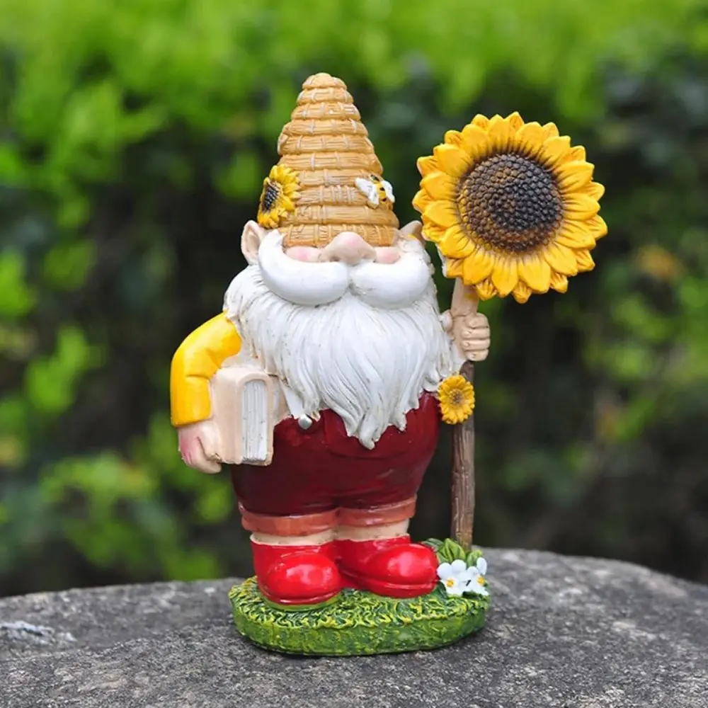 

Pastoral Decorative Honey Festival Gnome Cute Cartoon Gnome Dwarf Ornament 3D Sunflower Resin Elf Outdoor