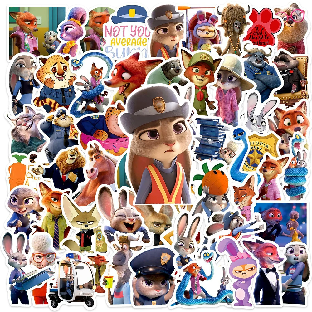 10/30/50 قطعة ديزني الكرتون Zootopia 2 ملصقات الشارات Skateboard بها بنفسك سكيت الهاتف دفتر حقيبة لطيف أنيمي لاصقة تزيين هدية