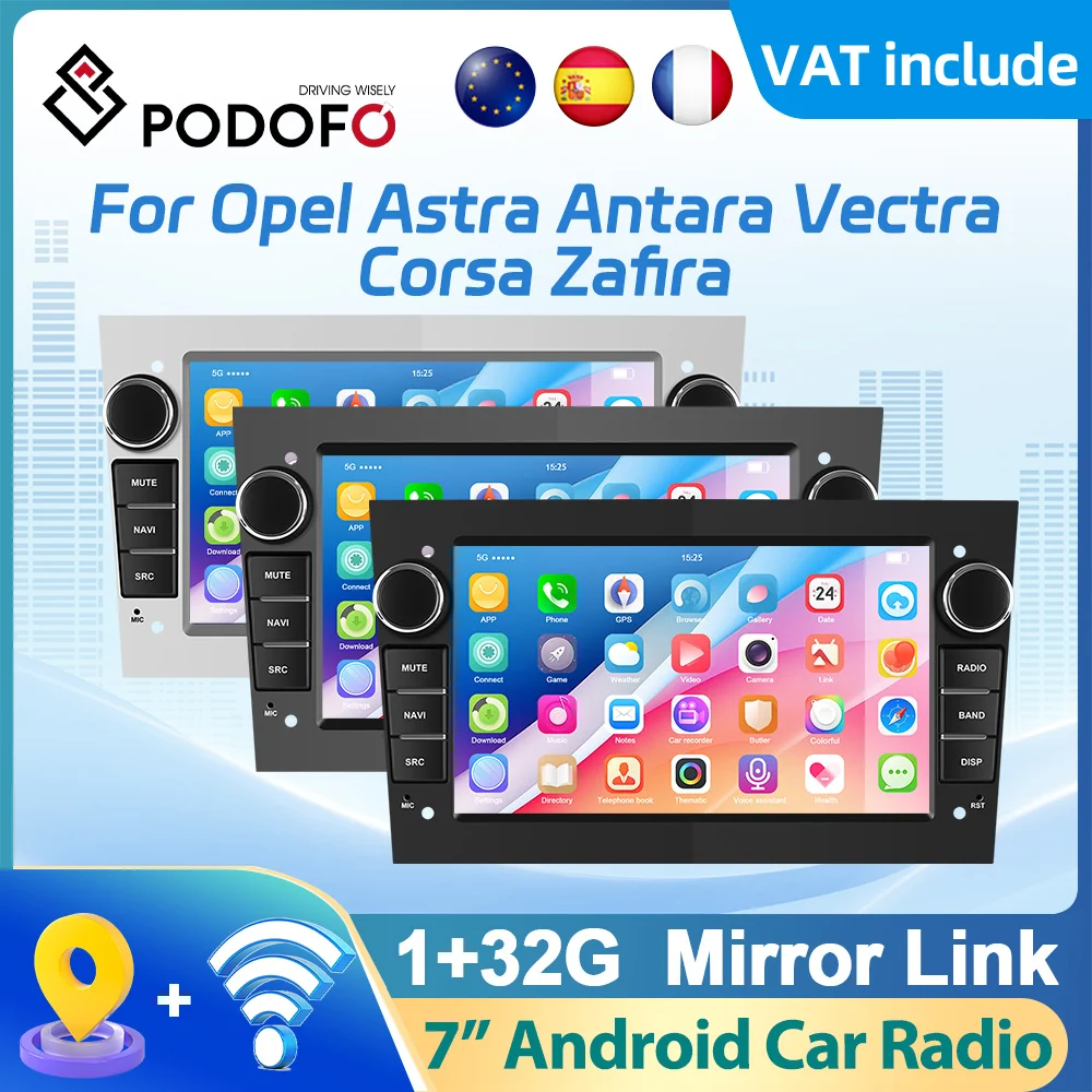 Podofo 2din Car Android Radio For Opel Astra Antara Vectra Corsa Zafira Carplay Android auto 7''Multimedia Player WIFI FM RDS