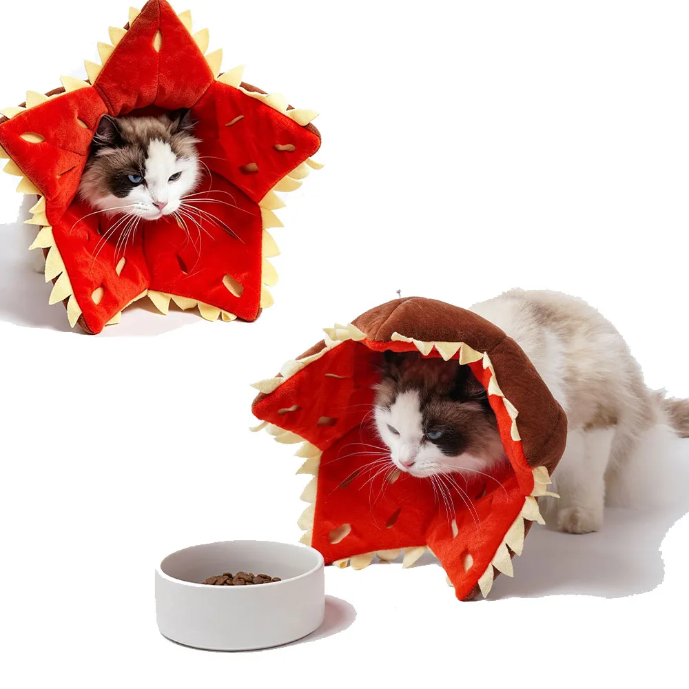 Pet Flower Recovery Collar Starfish Elizabethan Collar Soft Plush Cone Collar Adjustable Neck Strap for Cats Dogs