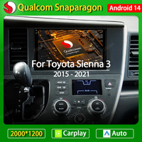 Android 14 Car Radio For Toyota Sienna 3 2015 - 2021 Wireless Carplay Auto Multimedia Stereo Video Player 4G LTE 5G WiFi QLED BT
