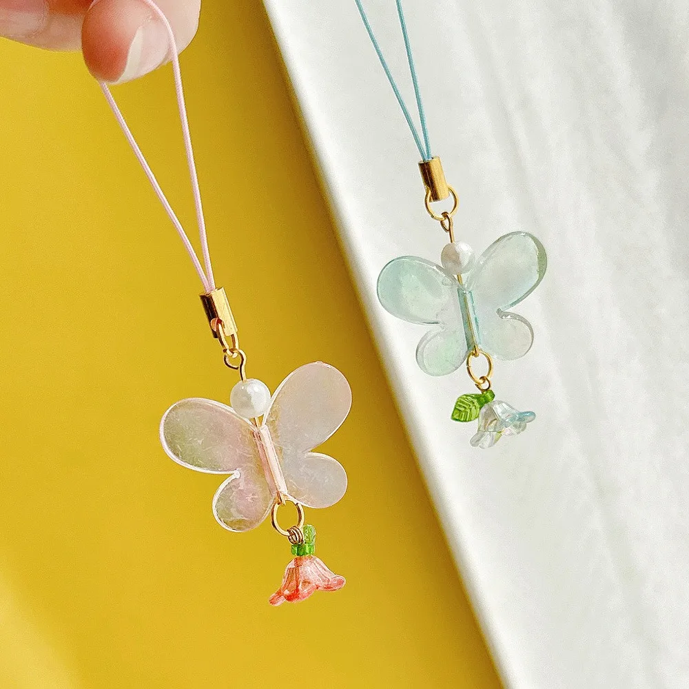

Big Butterfly Mobile Phone Keychain Convallaria Phone Charm Fresh Phone Chain Phone Lanyard Pendant Mobile Phone Strap