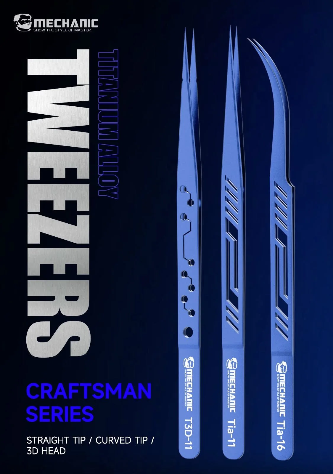 MECHANIC titanium alloy tweezers mobile phone repair flying line tweezers high hardness special tip precision tweezers