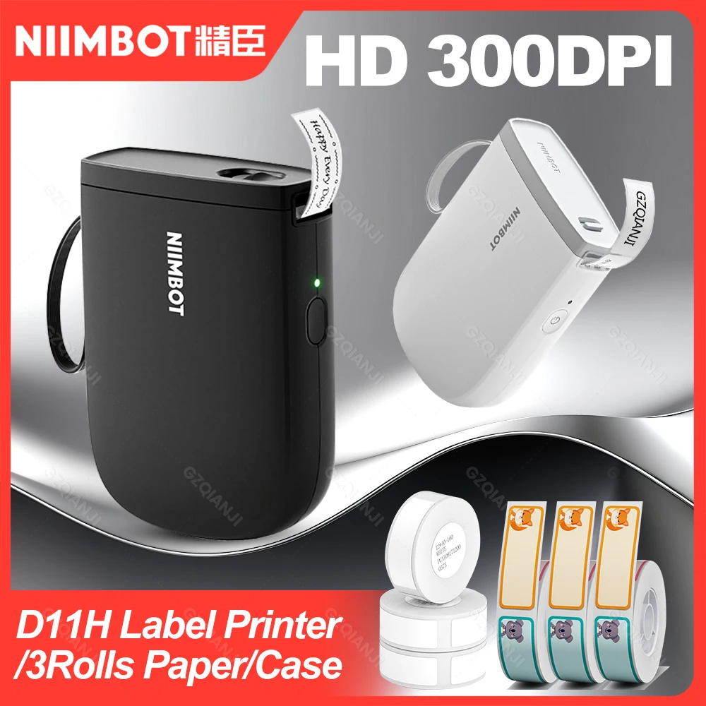 300dpi Mini Portable Wireless Thermal Printer Niimbot D11H New D110 Up Price Tag Machine Adhesive Name Custom Label Machine