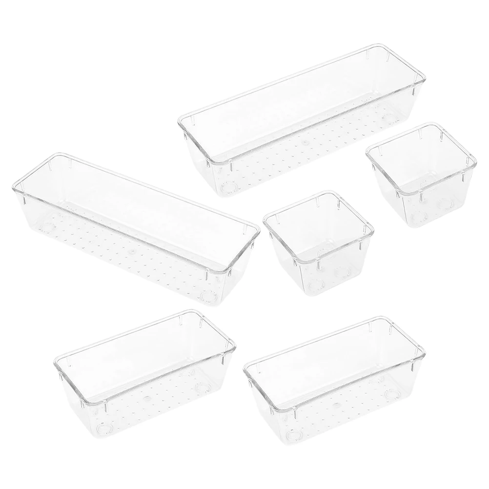 

6 Pcs Storage Box Clear Plastic Drawer Organizers Trays Desktop for Organizing The Pet Stackable
