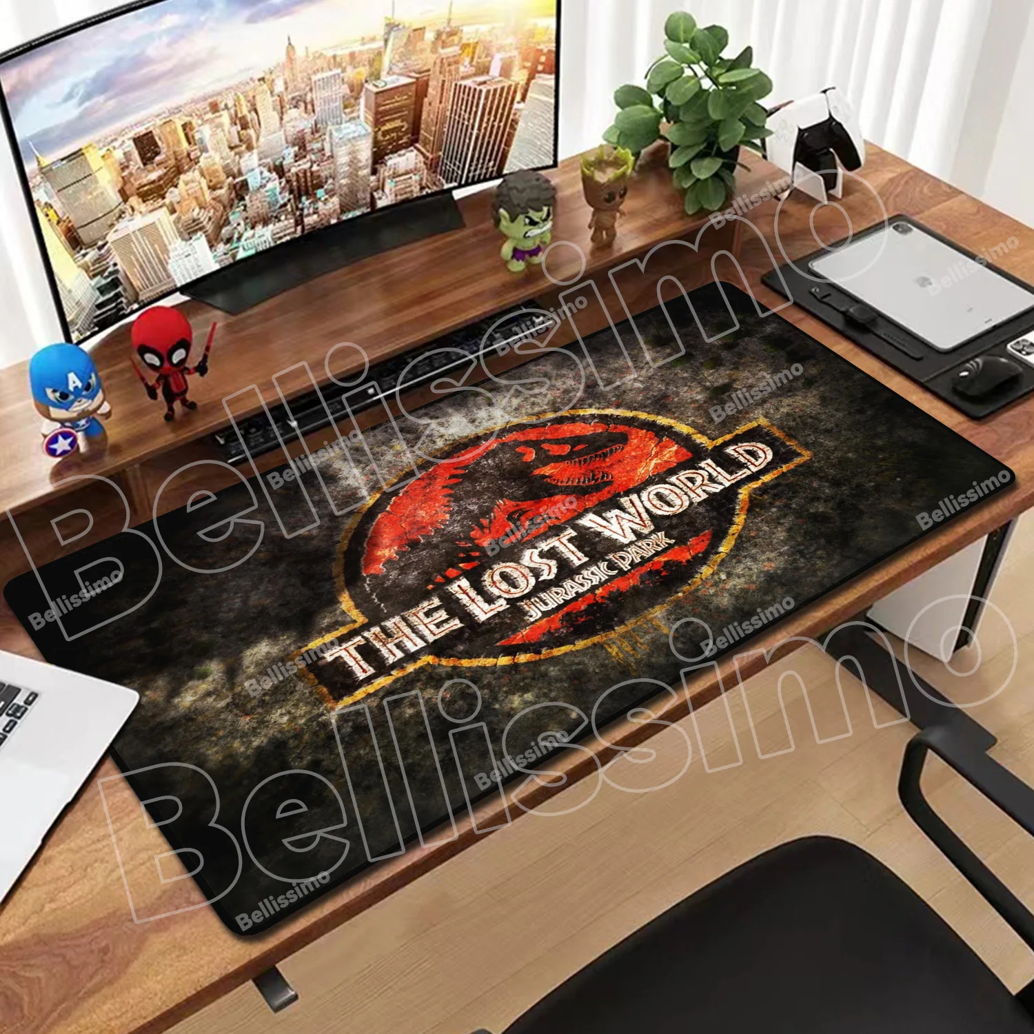 لوحة ماوس مطاطية طبيعية كبيرة الحجم من Jurassic Park مقاس حصيرة كمبيوتر شخصي لملحقات ألعاب قفل الحافة الكبيرة ولوحة المفاتيح المكتبية