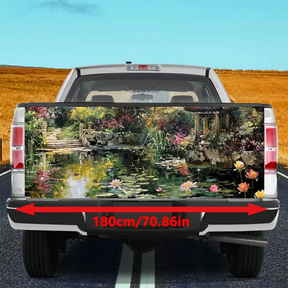 Blooming Lotus Flowers landscape Car Tail Trunk Protect Vinly Decal Auto Accessories Hood Decoration Sticker for Off-road Pickup