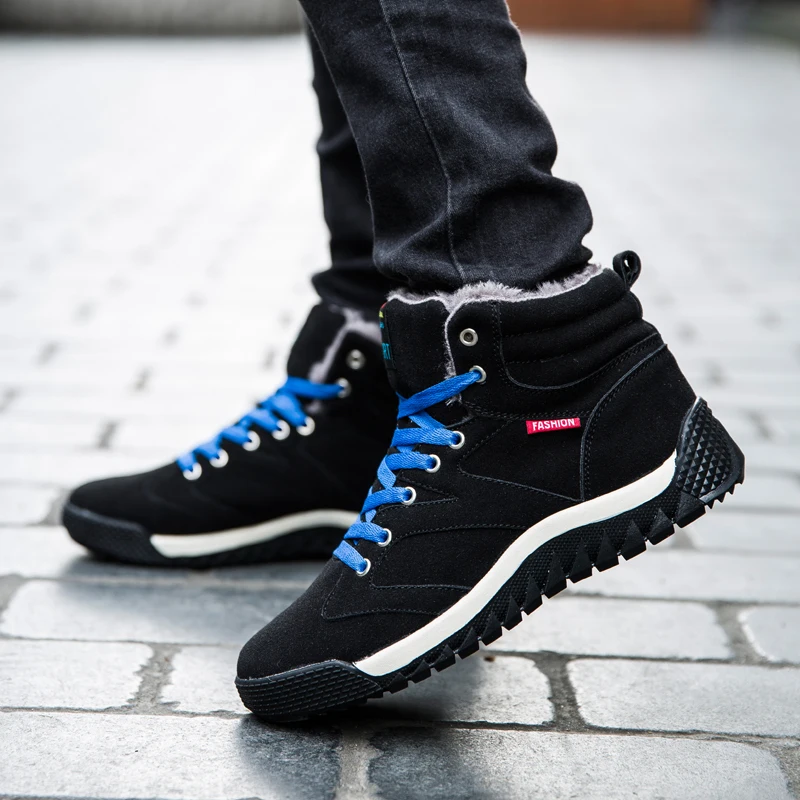 

Male Sneakers 2023 New Winter Men Boots Leather Sneakers Snow Boots Outdoor Cotton Plush Work Shoes High Top Shoe Hiking Boots