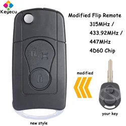 KEYECU Modified Flip Remote Car Key With 2 Buttons 315MHz / 433.92MHz / 447MHz 4D60 Chip Fob for Ssangyong Actyon Kyron Rexton