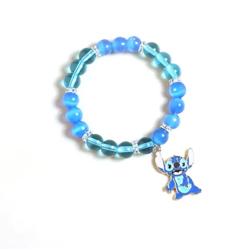 2025 Neues Produkt, blaues Katzenauge, Steinperle, Cartoon, kreativer Anime-Kristall, elastisches Armband, Hörer, niedliche Mode