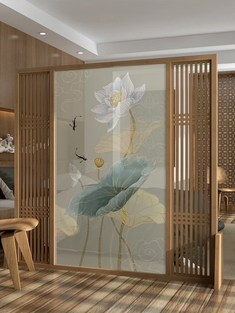 Screen, solid wood partition, new Chinese Changhong glass wall, living room, entrance, foyer