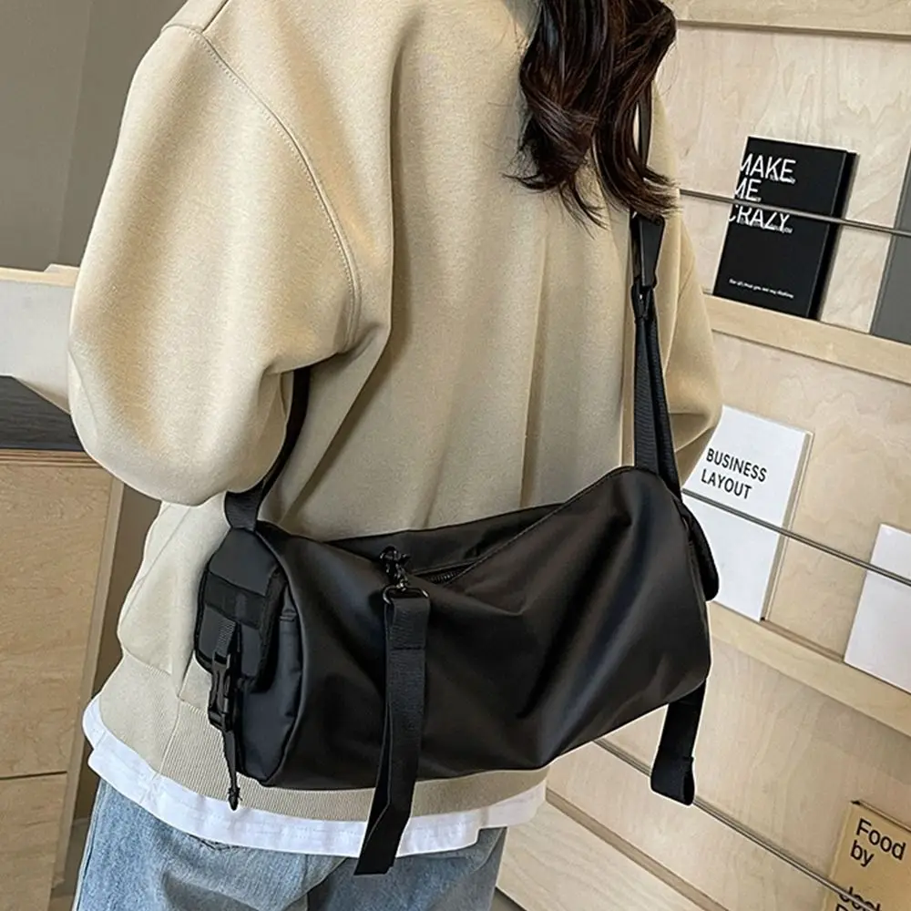 

Модная цилиндрическая сумка, нейлоновая сумка через плечо, ткань Оксфорд, однотонная сумка-мессенджер, водонепроницаемая сумка через плечо большой вместимости, походная сумка